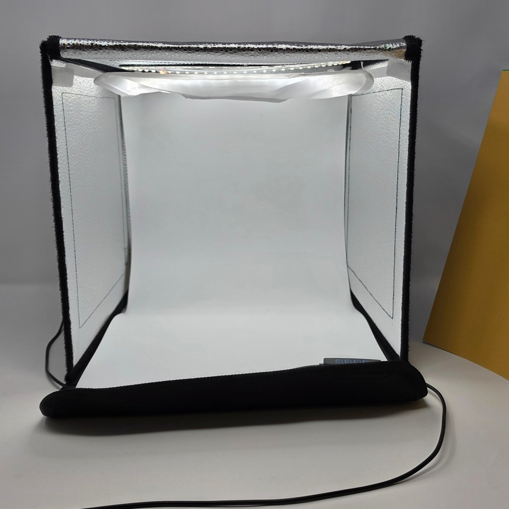 Photo Studio Light Box 12in Cube Folds Flat 5 Backgrounds
Adjustable Light Modes